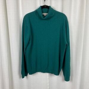 Kinross Cashmere Teal Green Turtleneck Long Sleeve Cashmere Sweater Sz.XL